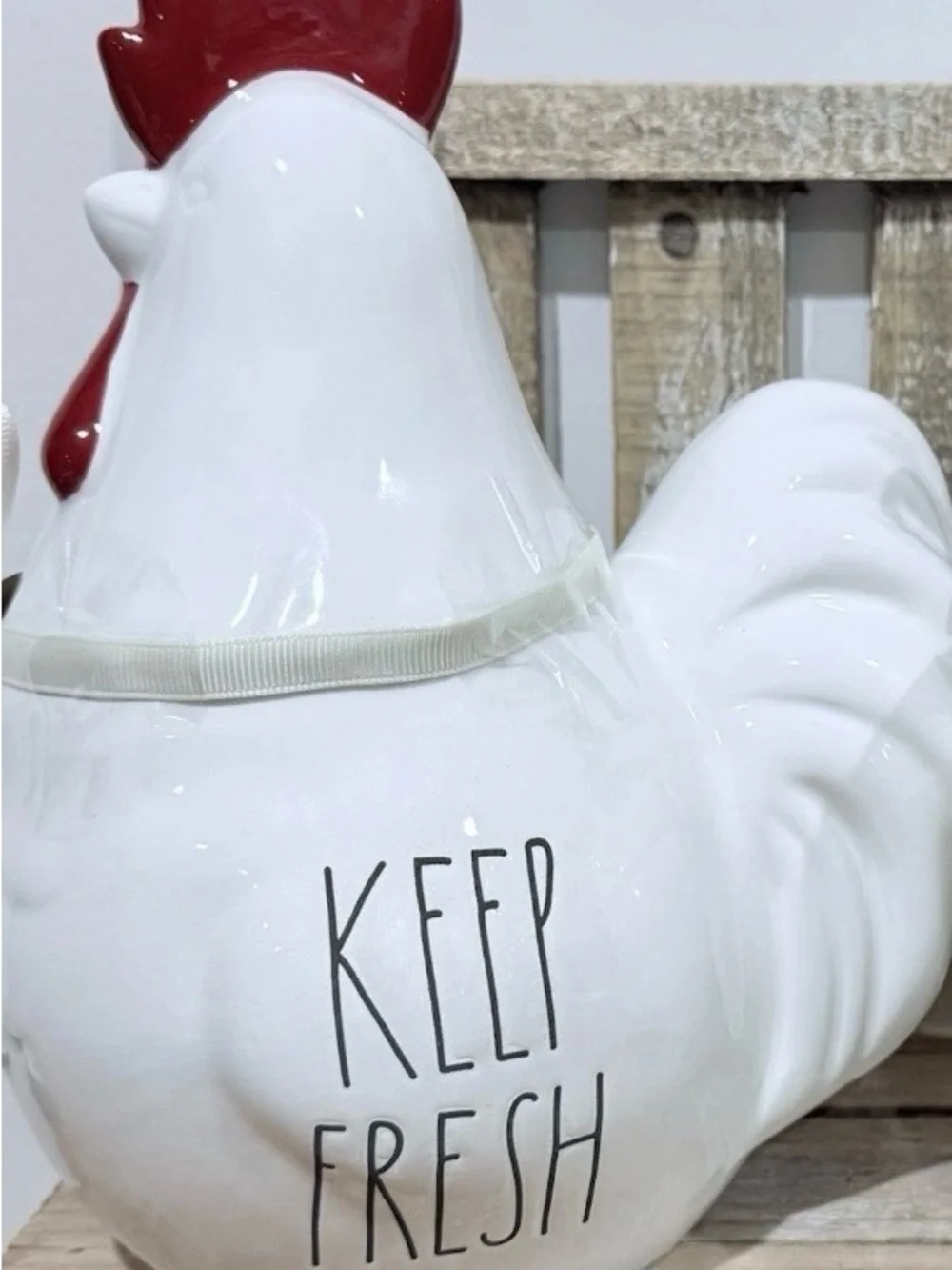 Rae Dunn White Ceramic 'Keep Fresh' Chicken Canister